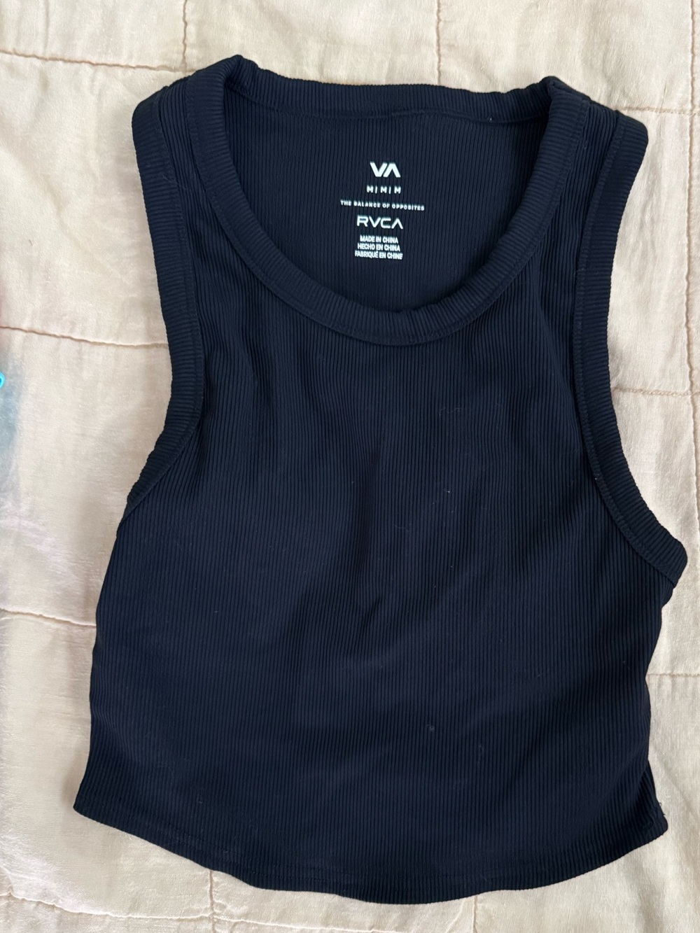 RVCA Black Ribbed Cropped Tank